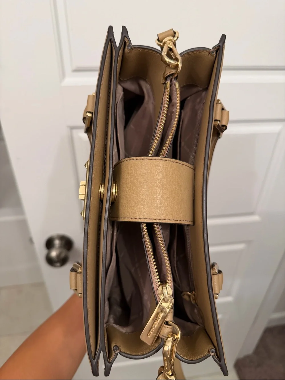 Michael Kors Camel Satchel with Gold Hardware